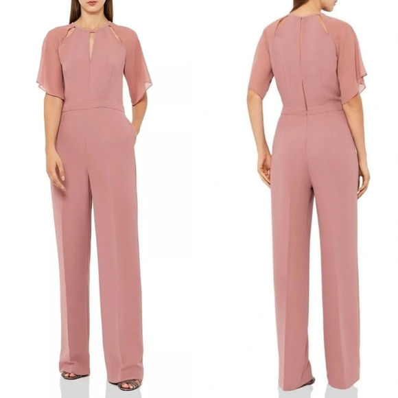 Reiss Pants - NWT REISS Scarlet Chiffon Rosewater Flutter Sleeve Jumpsuit Romper